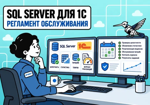 Обслуживание SQL Server для 1С: инженер проверяет целостность базы, статистику, индексы, tempdb и журнал транзакций.
