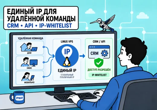 Единый IP для удалённой команды: домашние, офисные и мобильные сотрудники подключаются через Linux VPS к CRM и API с IP-whitelist