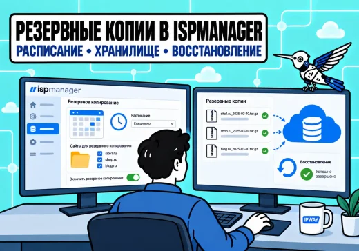 Настройка резервного копирования сайтов в ispmanager: расписание, удалённое хранилище и проверка восстановления.